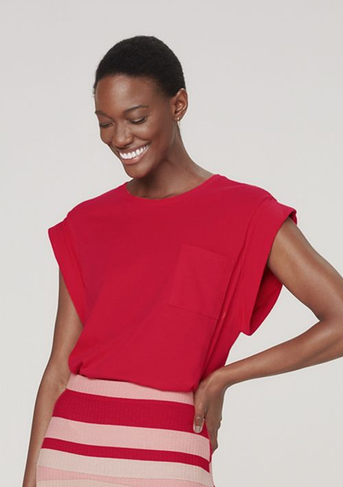 Regata Muscle Tee Feminina Com Bolso - Vermelho