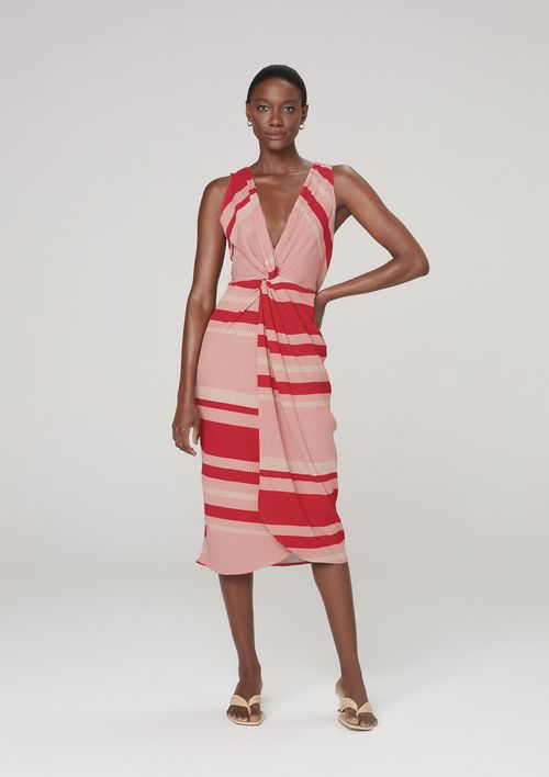 Vestido Midi Com Transpasse - Vermelho