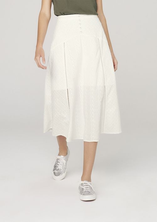 Saia Midi Com Renda - Off White