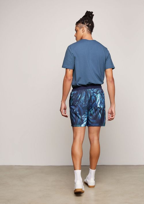 Shorts Masculino De Banho Com Elástico No Cós Estampado - Azul