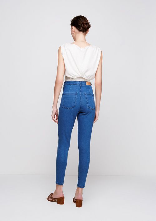 Calça Jeans Jegging Cintura Média Com Elastano - Azul