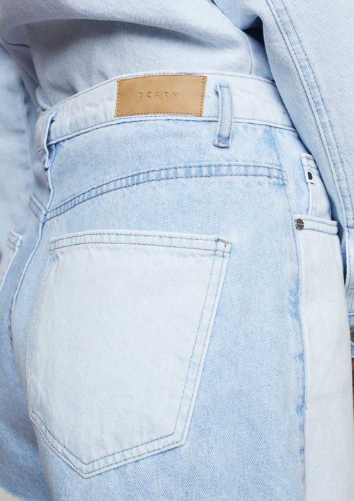 Shorts Jeans Em Patchwork - Azul Claro