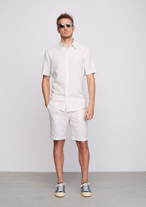 Camisa Masculina Em Tecido Fio Tinto - Off White