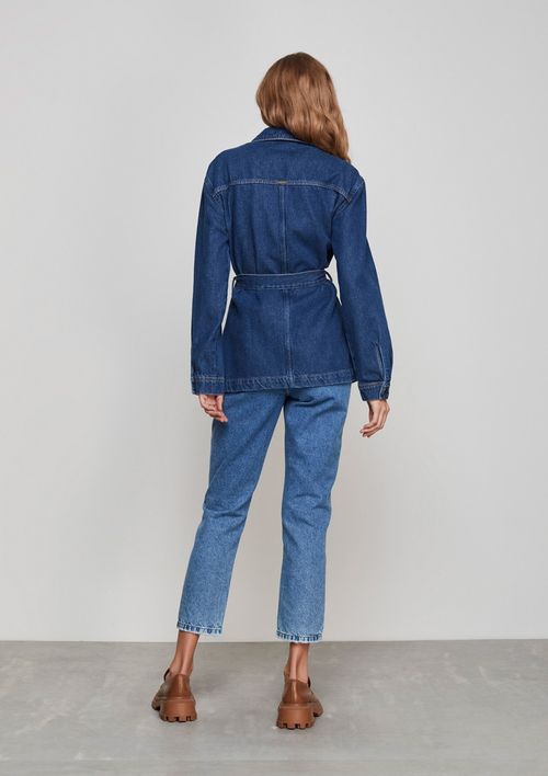 Parka Jeans Com Amarração E-co2 Denim - Azul Escuro