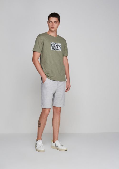 Camiseta Slim Masculina Em Algodão Flamê - Verde