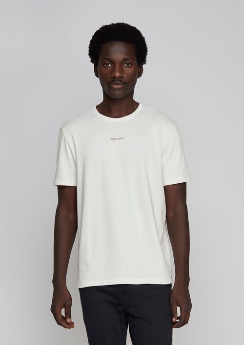 Camiseta Masculina Em Malha Encorpada Estampada - Off White