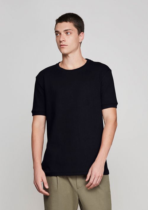 Camiseta Masculina Oversize Em Malha Textura - Preto