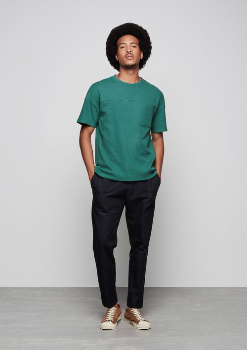 Camiseta Manga Curta Masculina Texturizada Com Recortes - Verde