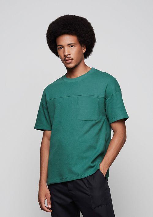 Camiseta Manga Curta Masculina Texturizada Com Recortes - Verde