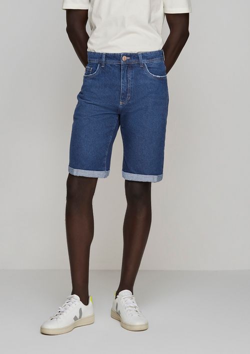 Bermuda Masculina Slim Em Jeans - Azul