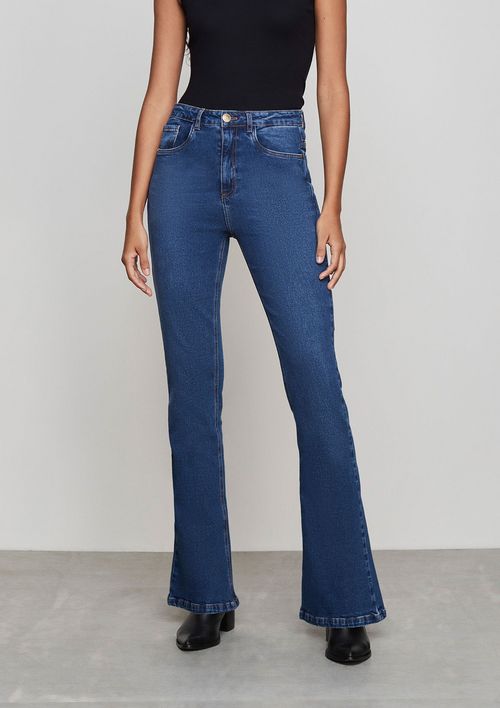 Calça Jeans Flare Cintura Média - Azul Royal