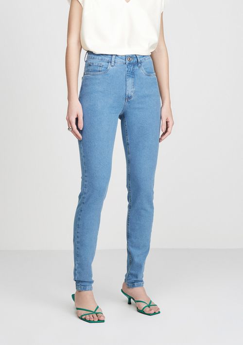 Calça Jeans Skinny Cintura Média - Azul