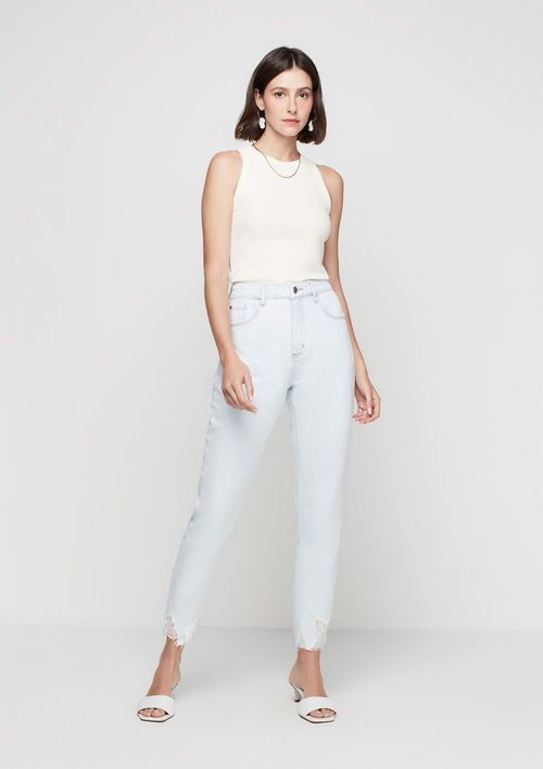 Calça Jeans Mom Clochard Feminina Cintura Alta - lojasbesni