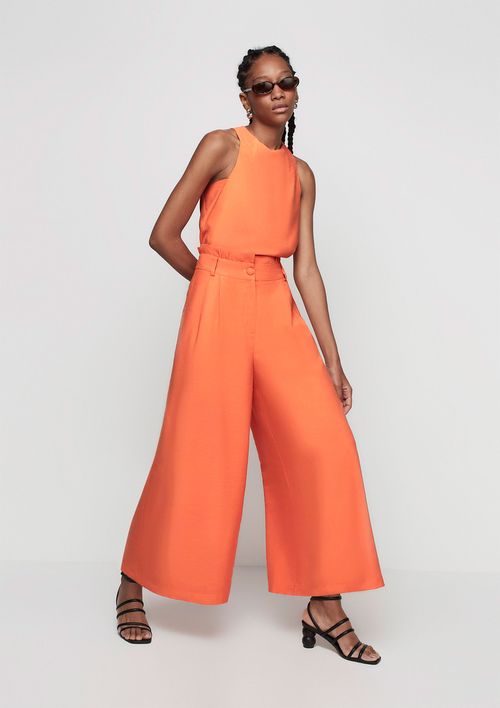 CALÇA FEMININA ZARA CINTURA ALTA ALFAIATARIA LARANJA