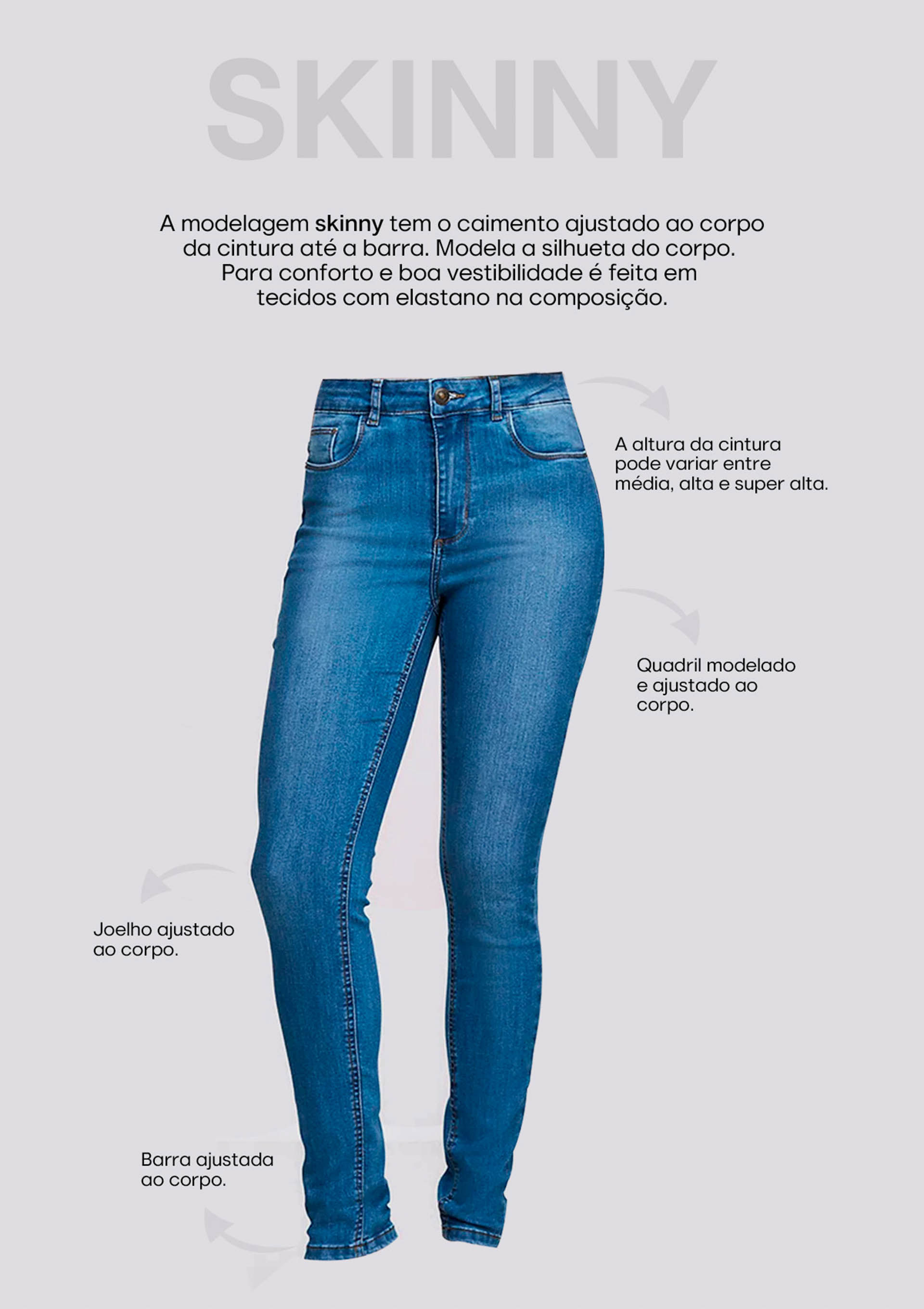 Calça Jeans Skinny Ultra Stretch Cintura Alta - Azul